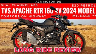 Tvs Apache 160 4V 2024 Model Long Ride Review  Dual Channel ABS  Mileage  Comfort  Price [upl. by Anirbes]