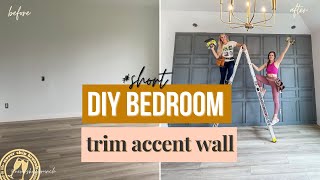 DIY TRIM ACCENT WALL short — diy bedroom wall paneling  wall trim installation eyeinthedetail [upl. by Parris]