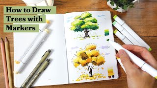 How to Draw Trees with Markers  Tutorial 1 [upl. by Atinrev]