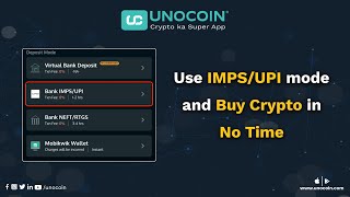 Buy Bitcoin Instantly Use Unocoin INR deposit using Bank IMPS or UPI [upl. by Seerdi172]