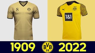 The Evolution of Borussia Dortmund Football Kit  All Borussia Dortmund Football Jerseys in History [upl. by Sucramat]