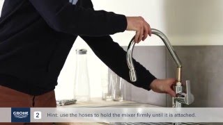 Install a GROHE single lever kitchen mixer with pullout mixer spout [upl. by Nosyt]