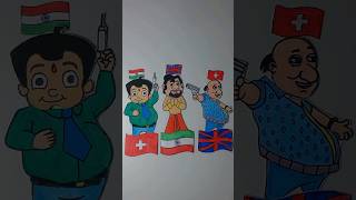 India 🇮🇳 Iceland 🇮🇸 Switzerland 🇨🇭 Independence Day Drawing  shorts art ashortaday [upl. by Chien]