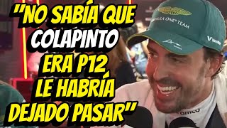 ENTREVISTA FERNANDO ALONSO POST CARRERA GP ITALIA 2024  Fernando Alonso habla de Franco Colapinto [upl. by Londoner421]