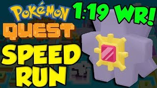 MEWTWO ONE SHOT Pokemon Quest Speedrun  Former World Record Happenstance Island Boss 119 [upl. by Lexine205]