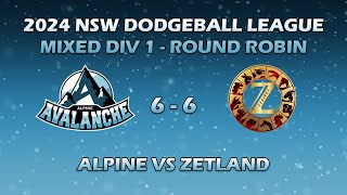 NSWDL Mixed 2024  Round Robin  Alpine Avalanche vs Zetland Zodiacs [upl. by Doggett698]