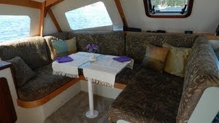 Skoota28 power catamaran walkround interior and deck [upl. by Auqenaj]