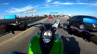 Kawasaki Vulcan 900 Custom can it keep up with freeway speed passing power judge it yourself [upl. by Linden]