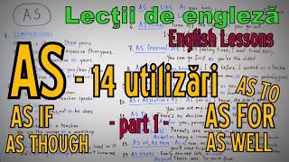 Lectii Engleza Video  AS  14 Uses 14 Utilizari ale lui AS  part 1  English Video Lessons [upl. by Crosse855]