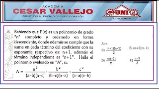 PROBLEMA 6 DE ALGEBRA DEL LIBRO DE LA ACADEMIA CESAR VALLEJOUNI [upl. by Kohsa]