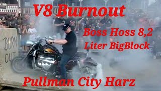 Mega Burnout Contest mit einer Boss HossV8 beim 19 TH INT Meeting in Pullman City Harz [upl. by Otrebmuh]