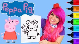 Coloring Peppa Pig amp Teddy Coloring Book Page Colored Markers Prismacolor  KiMMi THE CLOWN [upl. by Jolie477]