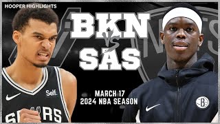 Brooklyn Nets vs San Antonio Spurs Full Game Highlights  Mar 17  2024 NBA Season [upl. by Bravar]