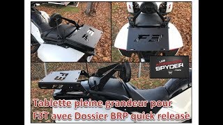 Installation  F3T Can Am Spyder Tablette pleine grandeur  Pour Dossier BRP quick release [upl. by Lynea]