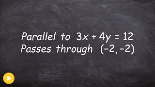 Write the equation of a parallel line using point slope form [upl. by Khoury]