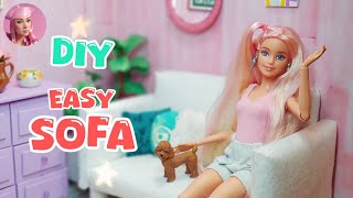 DIY How to make a sofa for barbie dolls  Easy crafts for dolls [upl. by Amoritta]