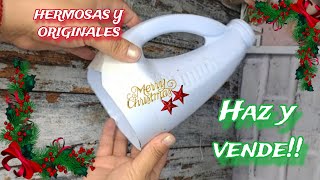 INCREÍBLES y ORIGINALES IDEAS NAVIDEÑAS con RESTOS de BOTELLAS PLÁSTICAS HAZ Y VENDE [upl. by Sturges]