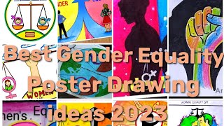 How to draw Gender Equality Drawing  Poster making ideas  Womans day Poster drawing [upl. by Honora]