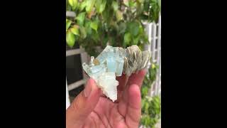 Blue Aquamarine Crystals with Muscovite [upl. by Anella]