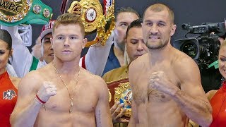 Canelo Alvarez vs Sergey Kovalev FULL WEIGH IN amp FINAL FACE OFF  DAZN Boxing [upl. by Remmus]