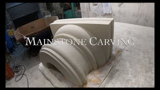 Stonemasonry  MAINSTONE CARVING  Moulded Capital Banker masonry stone carving limestone craft [upl. by Arrol]