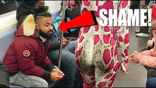 Harassment in Public Transportation Guy Slaps Girls Butt Social Experiment [upl. by Ellebyam]