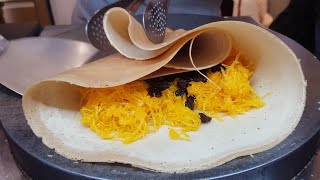 Sweet Egg Floss Fios de ovos With Raisin Thai Style Crepe  Thai Street Food [upl. by Anaytat541]