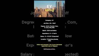 EY Hiring For 0  3 Years experienced candidates 🧑‍💻 jobs software shorts short [upl. by Inobe979]