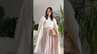 GRWM winter maternity outfit with pleated skirt and cream coat pregnancyoutfit elegantoutfit [upl. by Suoiradal41]