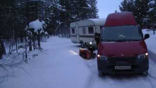 snow camping заполярный караванинг caravaning to north of polar circle [upl. by Nrevel]