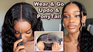 😮 Ready To Wear PreCut Lace Wig In A PONYTAIL and UPDO NO Glue Feat Hermosa Hair [upl. by Sert18]