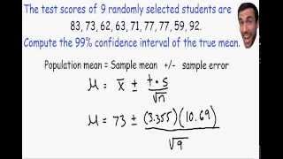 Confidence Intervals  using t distribution [upl. by Zetra]