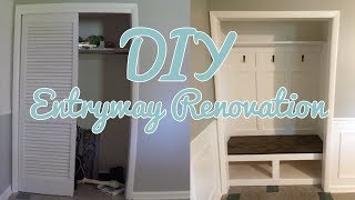 DIY Entryway Closet Makeover Timelapse [upl. by Mcconaghy]