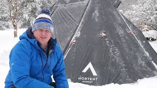 Nortent Koie 7 Hot Tent Comfortable Camping in a Winter Storm [upl. by Lopes]