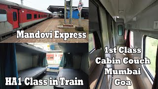 ट्रेन मध्ये केबिन फर्स्ट क्लास डब्बा मांडवी एक्सप्रेसचा  Mumbai to Ratnagiri in HA1 Mandovi Express [upl. by Amis]