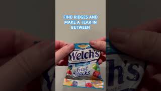 HOW TO open Welch’s mixed fruit fruit snacks howtoqueen shorts [upl. by Hacim]