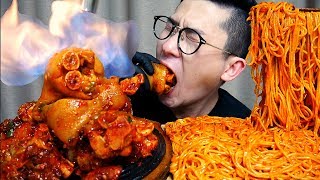 화끈하게 불맛🔥입힌 불족발과 불닭크림파스타🍝 요리 먹방 MUKBANG EATING SHOW [upl. by Aztirak]