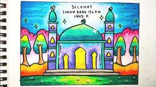 Cara menggambar poster tahun baru Islam [upl. by Corley]