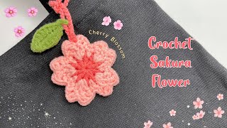 Crochet Sakura Flower 🌸  Cherry Blossom Tutorial  Móc Hoa Anh Đào [upl. by Simonne]