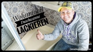 WOHNMOBIL SANIEREN  Duschwanne selber lackieren [upl. by Anuahsar309]