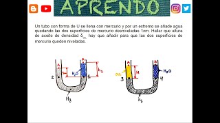 Calcular la distacia h  Ejercicio resuelto manómetros abierto en U [upl. by Sutherland]