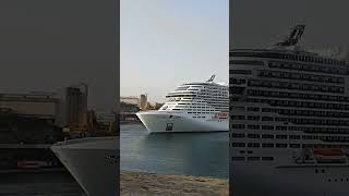 🛳Stunning Msc Grandiosa Enters amp Performs 180° Turn In Valletta Maltas Grandharbour Port  Shorts [upl. by Cowles]