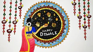 Diwali Mandala Art design for beginners  Doodle Art Zentangle art by la Crafts villa [upl. by Nunnery]