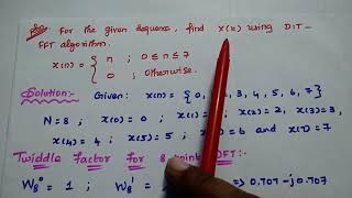 DSP  8point DFT using DIT  FFT method  Decimation in Time  DSP in Tamil  DSP problems [upl. by Henryk]