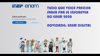 COMO FAZER INSCRIÇÃO PARA ENEM 2020 NOVIDADE ENEM DIGITAL [upl. by Essilec836]