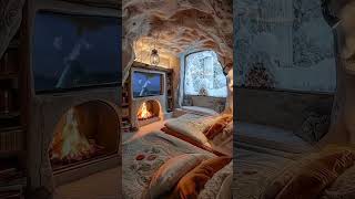 Snowstrom and Fireplace Sounds relax livewallpaper cozyhome shorts snow calming sleep [upl. by Osana471]