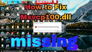 How to Fix Msvcp100dll was not found missing [upl. by Eleen]