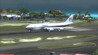 Tower View Malaysia Airlines Boeing 7478 Take Off St Martin [upl. by Ettelohcin395]