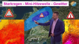 Starkregen  MiniHitzewelle  dann wieder schwül amp gewittrig Wettervorhersage 270704082024 [upl. by Barhos]