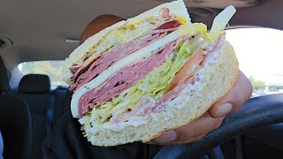 HUMONGOUS DOUBLE MEAT PASTRAMI ON FOCACCIA BREAD FROM A 100 YEAR OLD GENOVA BAKERY  STOCKTON CA [upl. by Epstein]